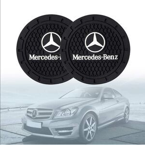Mercedes Benz cup Coasters in black. Set of 2 NWT